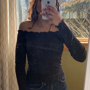 Hollister Off the shoulder ruffle edge top